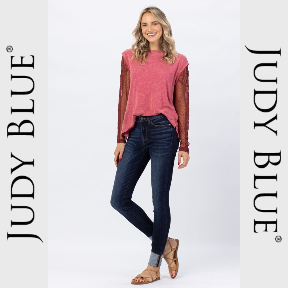 JUDY BLUE | Long Inseam (34”) Dark Wash Skinny Jeans - NWT - Picture 5 of 9